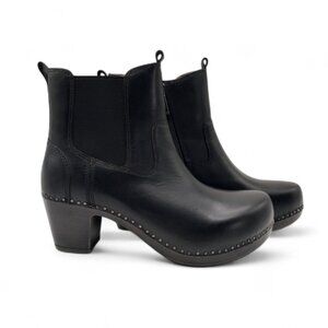 Dansko Shayna Women's Size 40 US 9.5 Black Leather Comfy Chelsea Ankle Boots